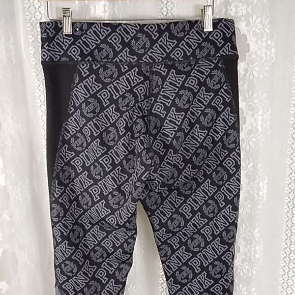 Pink Victoria Secret Pink Pants Women's Black Grey Reversible Leggings Stretch - Picture 6 of 12